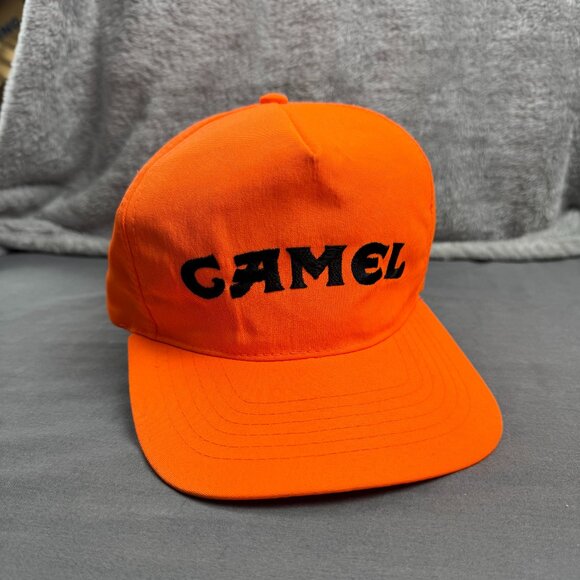 Vintage 90s Camel Cigarettes Blaze Orange Embroidered Snapback Hunting Hat/Cap - Picture 1 of 4